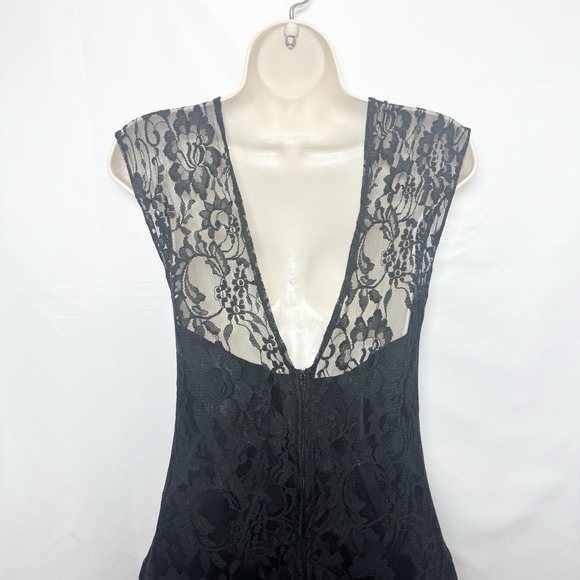 Vtg Fredericks Hollywood Black Lace Formal Dress 7/8 Gothic Victorian Ren Prom - Picture 4 of 16